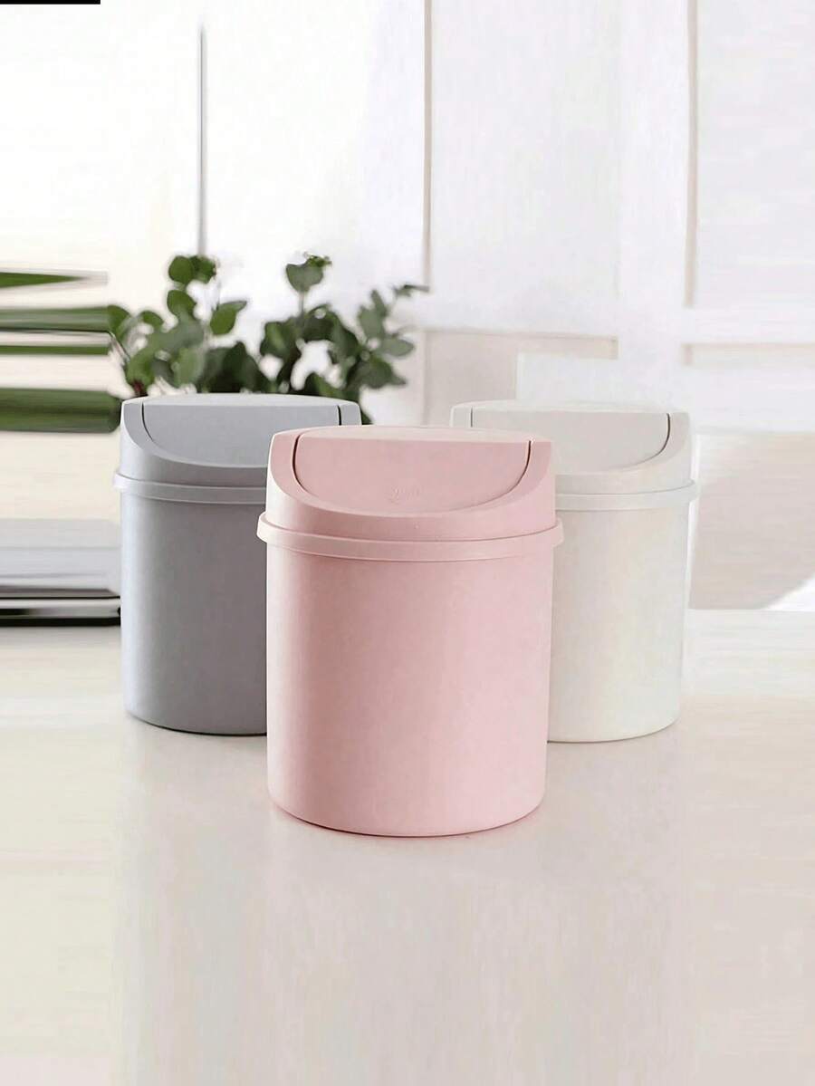 1个带盖迷你垃圾桶，小型桌面垃圾桶，塑料桌面废纸篓，可存放果皮和纸屑，保持桌面整洁，适用于浴室、家庭办公桌、咖啡桌、办公室、客厅、书房，也是返校必备品。 - 彩色 - 查看 1