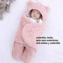 Manta de bebé antipatadas, acolchada y gruesa para recién nacidos, modelo de oso con pies  Bulto de consuelo para bebés, manta suave de felpa para recién nacidos (otoño/invierno) - Rosa - Ver 4