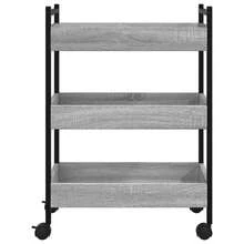 vidaXL Chariot de cuisine sonoma gris 50x30x70 cm bois d'ingénierie - Gris - Voir 7