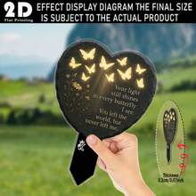 2D Flat Design Single Piece Butterfly Heart Memorial Garden Decor - Acrylic Outdoor Decoration, Let Love Remain Here Forever, Memories Eternal; Rustic Bohemian Art Style, Suitable For Lawn, Grave, Flower Bed - No Electricity Needed, Condolence Gift, 2D Flat Style - Multicolor - View 4