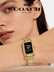 Coach Cadie Gold Steel Strap Black Dial Women's Watch - Gold - View 6