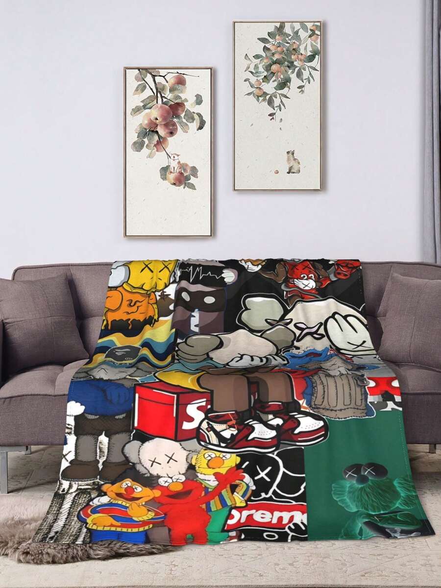 Kawss Kawaii Kaw  Blanket Super Soft Flannel Blanket Lightweight Warm And Comfortable Blanket Adult Gifts For All Seasons No Linting, Machine Washable - màu đen - Xem 1