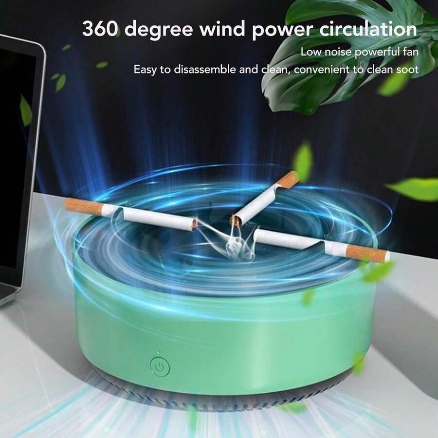 1pcs Smart Ashtray Self Extinguishing, 2 In 1 Air Purifier Ashtray With Filter Multifunctional Smokeless Ashtray Air Purifier Ashtray For Home,Ideal Gift For Friends, Birthdays, And Holidays - 綠色 - 查看 1