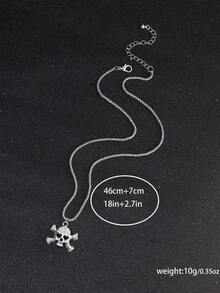 1pc Gothic Rhinestone Skull Head Pendant Necklace For Daily Wear, Men & Women