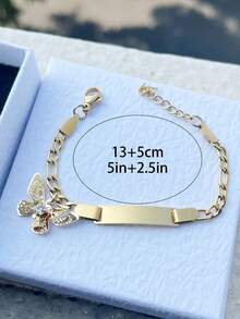 Customized Children's Stainless Steel Butterfly Bracelet, Back To School, Ramadan, Gift - Gold - View 3