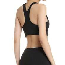 Nike Dri-Fit Swoosh撞色中強度支撐緊身背心式堅固雙肩帶無扣運動內衣女款 - 黑色 - 查看 5