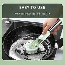 手动压力多功能锅刷，长柄设计，厨房锅具清洁工具 - 彩色 - 查看 5