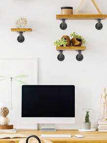 2pcs Pipe Brackets Suitable For 8", 10", 12", 14" Boards, Industrial Pipe Metal Spacer Brackets, Suitable For Home Decor Wall Mounting Brackets - Black - View 2