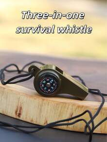 1pc 3-In-1 Emergency Survival Whistle With Compass And Thermometer, Perfect For Track & Field, Camping, Hiking, Outdoor Adventure, Referee And Cheerleading, Outdoor Sports Accessory, Track & Field Essential, Competition Equipment, Track & Field Starting Whistle, Track & Field Accessory, Lifesaving Whistle, Competition Referee Whistle - Multicolor - View 1
