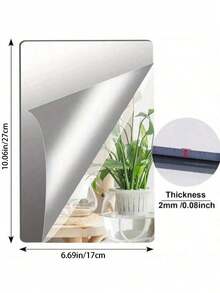 1 件矩形亚克力 PC 墙贴镜子，银色 3D 墙镜，自粘镜子，梳妆镜，可移除墙贴，适用于客厅、浴室、卧室墙面装饰。最佳