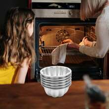 8pcs/4pcs Mini Aluminum Alloy Pudding Mold, Jelly Mold, Candy Mold, Non-Stick Pumpkin Flower Shaped Cupcake Baking Mold, Suitable For Birthday Celebration, Cake Baking Supplies - Multicolor - View 8