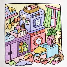 24 Pages 130g COZY CORNER Healing Coloring Book - Bedroom Cute Pet Cozy Corner Scenes, Adult Stress Relief Coloring Book, Relaxing Self-Healing Creative Fun, Valentine's Day Stationery Gift - Cozy Corner - View 3