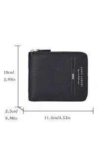 新款男士短款钱包，休闲时尚大容量多卡位复古拉链零钱包 - 彩色 - 查看 6