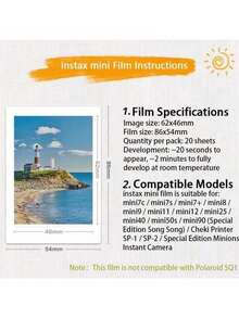 FujiFilm mini 相紙 10 張 彩邊立拍立得相紙 5-40℃溫度適應性強 顯像可靠色彩鮮活 錫紙防潮包裝 白色 - 白色 - View 4