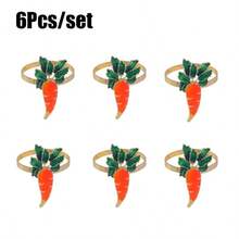 6pcs/Set "Easter" Carrot Napkin Rings, Easter Hotel Dining Table Decor, Home Party Atmosphere Decoration - Multicolor - View 10