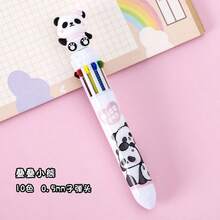 Kawaii Multicolor Ballpoint Pen, 10 Colors, Cute Panda Bear Sitting Design - White - View 6