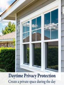 One Way Daytime Window Privacy Film See Out Not In, Window Tint For Home, Reflective Mirror Glass Windows Coverings Sun Heat UV Blocking - White - View 3