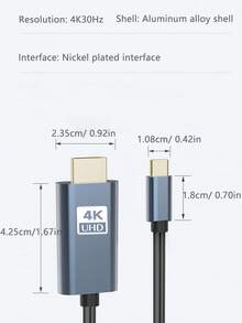 Type-C 转镜像线，支持 4K 高清，可将手机或电脑连接到外部显示器进行镜像，连接简便，使用方便，提升工作和娱乐体验。（请参考兼容型号并仔细购买。）