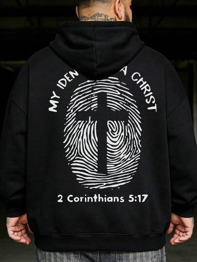 1pc Plus Size Men Graphic Print Pullover Sweatshirt Sweatshirt, Suitable For Casual Everyday Wear, Autumn/Winter