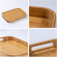 1个带把手的胡桃木托盘，可用于盛放食物、零食、饮料、寿司、牛排、披萨、甜点、蛋糕、面包，也可用作早餐托盘、咖啡托盘、茶托盘、冷切肉拼盘。 - 黃色 - 查看 2