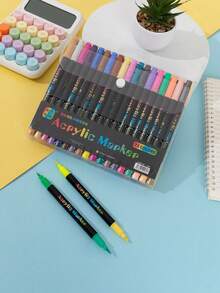 24/48/72/96/120 Colors Dual Tip Acrylic Marker Pens, Painting & Art Design, Opaque, Waterproof, Washable, For Drawing, Sketching, DIY, Office & School Supplies - Sets - View 15