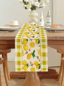 1pc Lemon Pattern Table Runner/Placemat, Suitable For Holidays, Parties, Birthdays, Dinners, Kitchen & Dining Room Decor, All Season Home Textile Decoration - Multicolor - View 16