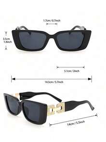 1 gọng nhựa, gọng kim loại hình học, phụ kiện kính thời trang, kính mắt du lịch ngoài trời, phụ kiện chụp ảnh cá nhân, kính thời trang. - 1 cái Khung đen, tấm xám 008 - Xem 3