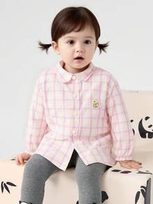 Balabala 女童格子衬衫，男女皆宜的可爱春季长袖上衣 2026 - 紅色調 - 查看 3