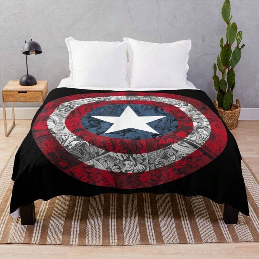Shield Comic Art Throw Blanket - Ultra Soft Flannel Blanket For Couch, Bed And Superhero Decor, Vibrant Graphic Design, Cozy Gift For Fans And Avengers Collectors - Màu sắc hình ảnh chính - Xem 1