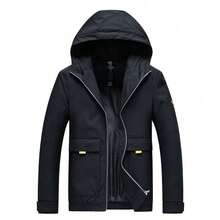 2025 Nueva Chaqueta de Otoño para Hombre, Abrigo con Capucha Ajustado Coreano, Ropa Exterior Casual, Chaqueta de Moda Juvenil al por Mayor - Negro - Ver 3