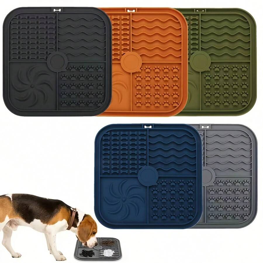 1pc Silicone Dog Feeding Mat, Calming Mat, Self-Suction Anti-Slip, Pet Slow Feeder Pad - Multicolor - View 1