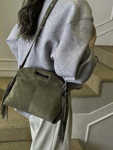 2025 New Arrival Unique Design Tassel Handbag, Personalized Fashion Versatile Tote Bag, Casual Commute Shoulder Crossbody Bag - Green - View 5