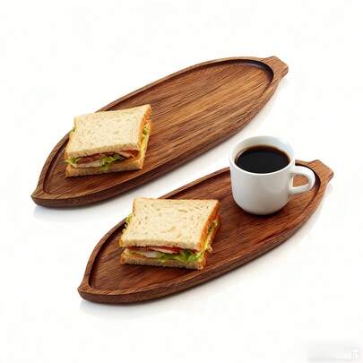 High Quality Wooden Tray | Creative Leaf-Shaped Serving Platter, Plate For Desserts, Breads, Breakfast, Snacks, Sushi | Durable Tea Tray, Suitable For Home, Kitchen, Dining Room, Hotel | Seasonal & Holiday Tabletop Decor, Room/Living Room Ramadan Decor, Picnic, Patio, Kitchen Supplies