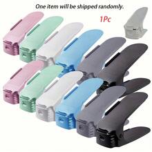 1pc Multi-Functional Iron Shoe Rack, 4/5 Tiers With 8 Hooks - Easy Assembly, Black/White Shoe Organizer Shelf - Multicolor - View 12