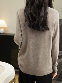 Women's Crew Neck Long Sleeve Sweater, Warm And Soft Knit Pullover For Autumn/Winter - Camel - View 2
