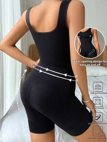 Women's Black Backless Jumpsuit - Tight Fit Design - Black - View 3