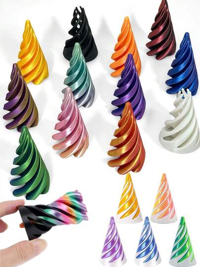 1/2/3/4/6pcs Spiral Decompression Cones, Comes With Gift Bag, Colorful Gradient Structure, Multi-Color Matching, Suitable As Holiday Gift, Birthday Gift, Easter Basket Filler, Easter Gift, Party Favor Bag Filler, Office Decor, Desktop Ornament, Stress Relief Toy, Sensory Toy, Fidget Toy
