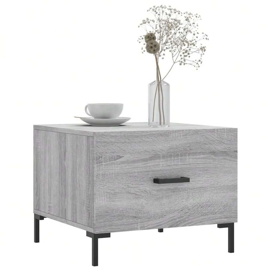 vidaXL Tables basses 2 pcs sonoma gris 50x50x40 cm bois d'ingénierie - Gris - Voir 1