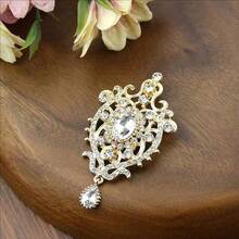 1 pezzo Spilla vintage in stile turco per donna, fermaglio per sciarpa/abito, placcato oro con cristalli sintetici, gioiello da sposa, accessori arabi, regalo di compleanno
