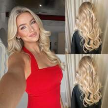 13x4 Lace Front Human Hair Wig, Vanilla Cream Ombre Wavy, Salon-Grade Dye, 100% Human Hair, 180% Density, 20"/24", Lightweight Breathable Transparent Lace Front Wig, Suitable For Caucasian Women - Multicolor - View 4