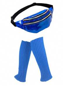 D EXCEED 1/2/4/5Pcs 80s Women Workout Outfit Neon Leg Warmer Headband Wristbands Semi Opaque Solid Color Pantyhose Fanny Pack Set 80s Accessories For Yoga Running, 80s-Themed Parties, Outdoor Sports Gear - Type A/2Pcs - View 23