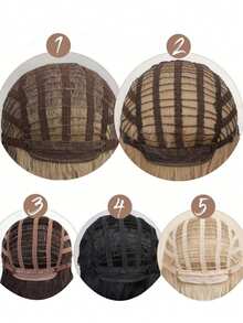 Peluca de mujer de fibra sintética de alta densidad, con flequillo ondulado de color vino tinto, resistente al calor, elegante y estilosa, adecuada para todas las mujeres - Multicolor - Ver 6