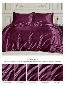 2/3pcs Luxury Satin Duvet Cover Set, Includes 1pc Duvet Cover And 1/2pcs Pillow Shams, Made Of Luxurious Silk-Like Fabric, Soft And Breathable, Fits Twin, Full, Queen, King Size Beds, Machine Washable, Oeko-Tex Certified