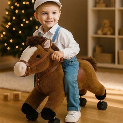 GAON.Juguete Montable A Pedal Mecedora para Niños de Figuras de Animales (Cafe)