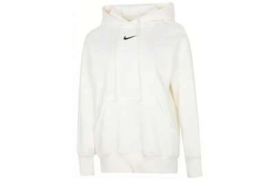  Nike Sportswear Phoenix Fleece 纯色 Logo 印花抽绳套头卫衣，女款，白色