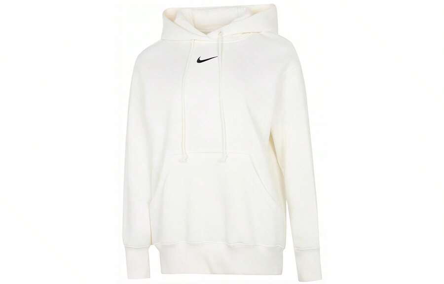 Nike Sportswear Phoenix 刷毛純色 Logo 印花抽繩套頭運動衫 女款 白色