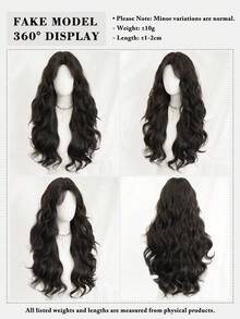 7JHH WIGS Black Brown Wig Long Loose Wavy Wig Middle Part With Curtain Bangs Natural Looking Synthetic Heat Resistant Fiber Hair Wigs For Women Daily Party Rave Use 26 Inch - 深棕色 - 查看 6
