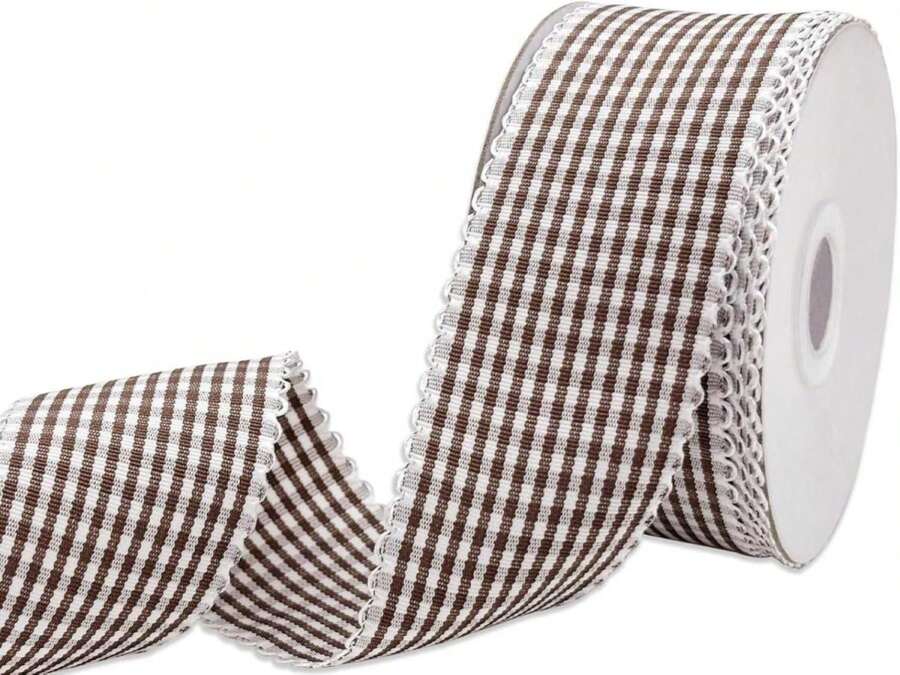PQZKLDP 15 Inch Gingham Ribbon - 15 Yards Plaid Checked Polyester Ribbon For Gift Wrapping, Flower Bouquets, Wreaths, Christmas Decor, Wedding &Amp; Party Crafts (Red, 15in*15yds) - ColorB - 查看 1
