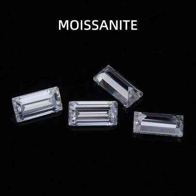 1.0mm-1.5mm Moissanite, 5pcs Rectangular Step Cut, D Color VVS1 Clarity, Suitable For Pendant, Necklace, Ring, Earring, High-End Jewelry Making Material, DIY Jewelry Loose Gemstone