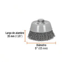 KIT 2 PZ-Carda copa 5' alambre ondulado grueso, Multi-rosca, Truper - Gris Claro - Ver 5